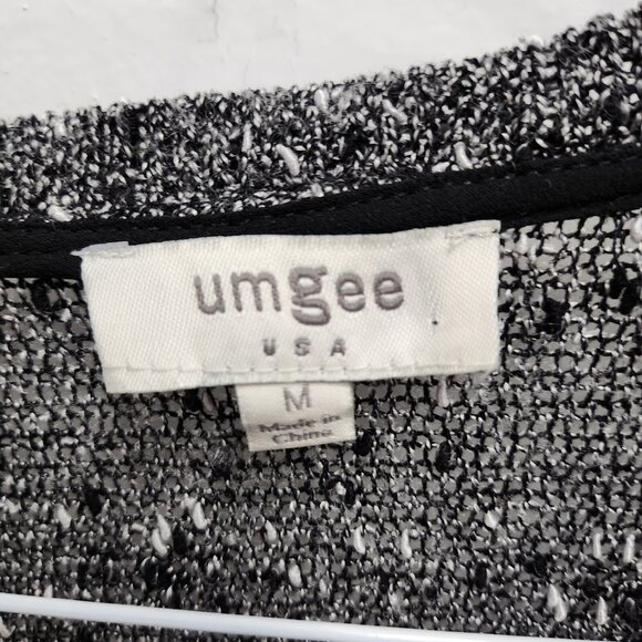 Umgee Womens BOHO Tunic Top Medium Black Gray Marled Open Knit Minimalist - Picture 5 of 8